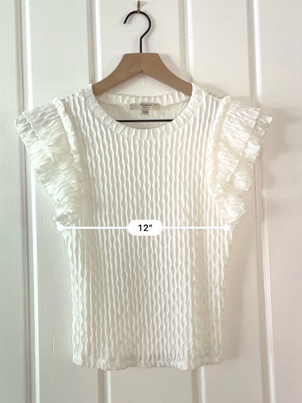 Atelier by Kirious Ivory Textured Flutter Sleeve Stretch Knit Top Small - Picture 10 of 11